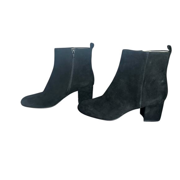 Gianni Bini Black Suede Leather Ankle Boots Block Heel Zip Size 8M - Picture 11 of 11